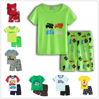 Meklētājs Puiku Pidžamā, Drēbes, Uzvalki, Zaļā Kravas Bērnu Kokvilnas T-Krekli, Īsas Bikses, Pidžamas Mazulis Sleepwear 2-7 Gadiem Tee Krekls