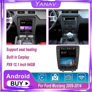Ford Mustang 2009. - 2014. gada PX6 12.1 collu Android Auto Radio Stereo Multivides Atskaņotājs HD Tesla Ekrāna GPS Navigācijas Vienības Vadītājs