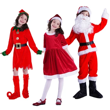 Bērni Ziemassvētku Vecīša Cosplay Ziemassvētki Ziemassvētku Kostīms Puse Masku Zēni Meitene Apģērbs, Apģērbs Ar Cepuri