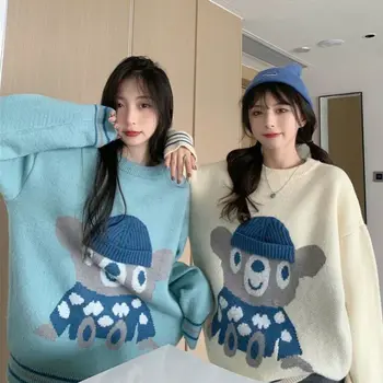 Korejas Modes 3D Multfilmu Sieviešu Džemperis Elegantas Sievietes Sweetshirts Rudens Ziemas Sievieti Svīteri 2021 Slinks Mīksta Trikotāža Meitenēm