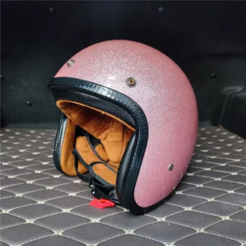 Shine Rozā Vintage Motocikla Ķivere Atvērt Sejas Ķivere Dot Apstiprināts Retro Moto Kasko Capacete Motociclistas Capacete Ce