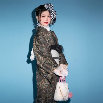 Kimonos Sieviešu Tradicionālo Yukata Skatuves Šovs Cosplay Kostīmu Haori Vintage Ziedu Mantija Posmā Iedomātā Valkāt Vakara Kleita