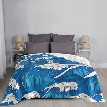 Zilā Okeāna Viļņi Zīmēšanas Sega Dīvānu Ceļojumu Zila Okeāna Zils Okeāna Viļņiem Krāsu Krāsains Vilnis Wavey Viļņi