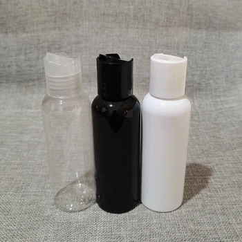 50gab 100ml baltā skaidrs, melns tukšas plastmasas šampūna pudele ar plastmasas disku top cap 100cc PET ķermeņa mazgāšanai pudele