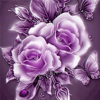 JMINE Div 5D Purpura Rozes Ziedi Pilns Dimanta Glezna krustdūrienā komplekti mākslas Augstas Kvalitātes Ziedu 3D krāsu ar dimantiem