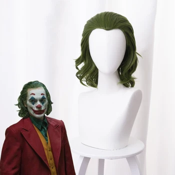 Filma Joker Cosplay Parūkas Arthur Fleck Cosplay Parūka Siltuma Izturīgas Sintētiskās Parūkas Halloween Karnevāls Vīriešiem Cirtaini Zaļā Īss Parūkas
