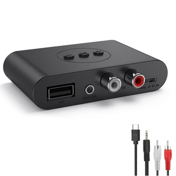 Bluetooth 5.2 Audio Uztvērēju, NFC, USB Flash Drive RCA un 3,5 Mm AUX USB Stereo Mūzikas Bezvadu Adapteris Ar Mikrofonu