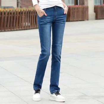 Sieviešu Taisni Džinsi Ir 2021. Stiept Sieviešu Klasiskās Bikses Modes korejas Bikšu Meitenēm Jean Pantalon Femme Blue 26 34 XS