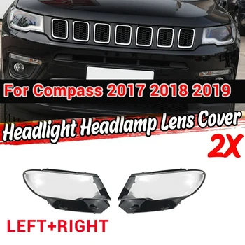 Sānu Jeep Compass 2017 2018 2019 Auto Lukturu Objektīva Vāciņu Abažūrs Caurspīdīgs Priekšējais Gaismas Shell