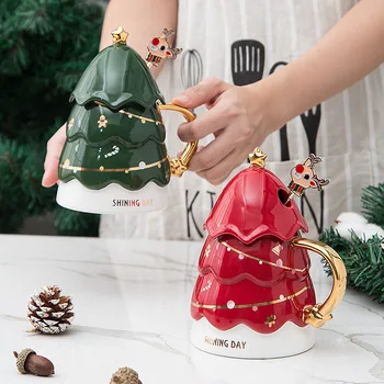 Ziemassvētku radošā Krūze Jaunu Produktu Dāvanu ar Vāku, Maisītāju Mājas Kafijas Krūze Biroja Gudrs Keramikas Krūze Dāvanu Apdare Apdare