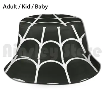 Melns Un Balts Spider Web Print Spaiņa Cepuri Pieaugušo kid baby Beach Saules Cepures Cute Sejas, kas Aptver Modelis