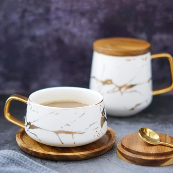 Radošā Ziemeļvalstu Keramikas Kafijas, Tējas Dzērieni Kausa Brokastis Pienu, Auzu Stikla Kausa Luksusa Krūzes Rīkoties ar Zelta Ūdens Kausa Coffeeware