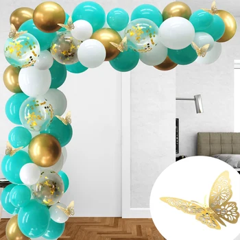 Tiffany Blue Baltā Zelta Baloni Vainags Komplekts 3D Dobi Tauriņš Balonu Arkas, Konfeti Zelta Globos Dzimšanas dienu, Kāzu Dekori