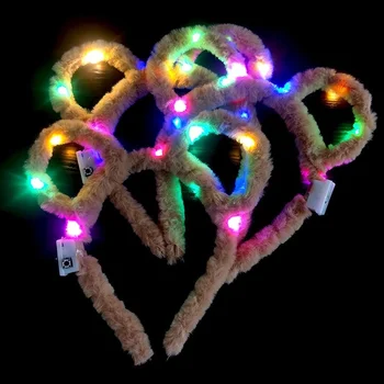 1gb Mīksts Pūkains Kvēlojošs Dzīvnieku Lācis Peli Mērkaķis Ausis Galvas stīpa ar LED Gaismas par Tēmu Puse, Kāzas, Dzimšanas dienas, Ziemassvētku