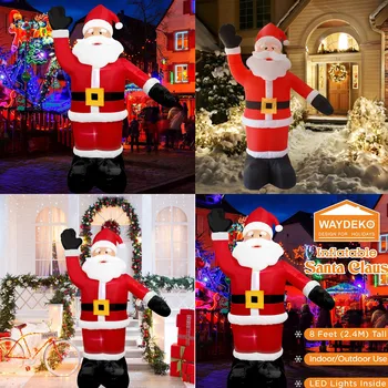 8FT-4FT Piepūšamās Santa Claus Kvēlojošs Ziemassvētku Āra Apdare, LED Mirdzošu Milzu Partijas Jaunais Gads 2023 Ziemassvētku Rotājumi
