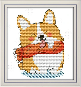 Smaida Shiba Inu cross stitch komplekts aīda 14ct 11ct skaits drukāt audekls dūrienu izšūšana DIY roku darbs