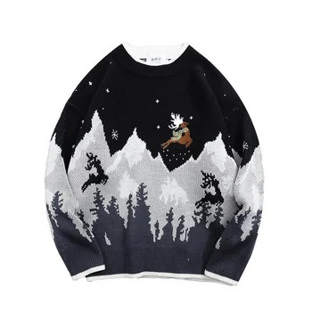 Pavasarī un Rudenī Pāris Džemperi Džemperi Apģērbi Viss Atbilst Zemāko Krekls Ziemassvētku Eglīte Elk Zaudēt Retro Ziemassvētku Džemperis