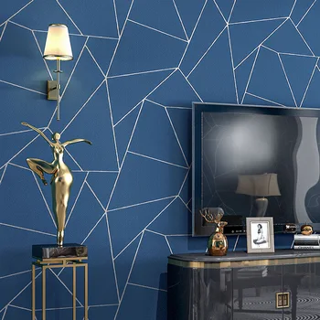 Vienkāršas Ģeometriskas Līkne Svītru neausta Tapetes Guļamistabā, Dzīvojamā Istabā, TV Fona Dekorēšana 3D-trīsdimensiju Tapetes