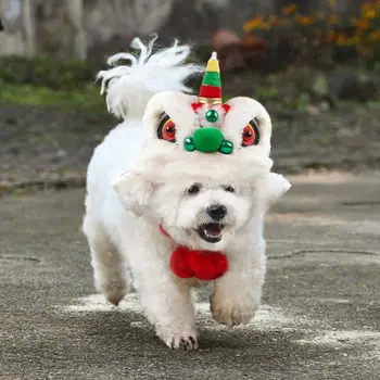 Pet Cepures Burvīgs Mīksts Ķīniešu Stilā Kaķi Suņi Cepure Lauva-deju Tērpu Brīvdienās
