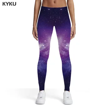 KYKU Galaxy Zeķes Sievietēm Miglājs Bikses Sky 3d Drukas Violeta Sexy Sieviešu Zeķes Bikses Jeggings Modes Dāmas Bailīgs