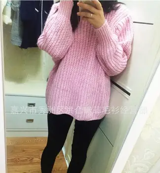 harajuku 2017 korejiešu jaunā ziemas gudrs sieviešu džemperi bieza riska ierobežošanas retro savvaļas tīrtoņa krāsu zaudēt bat piedurknēm adīt džemperi sievietēm