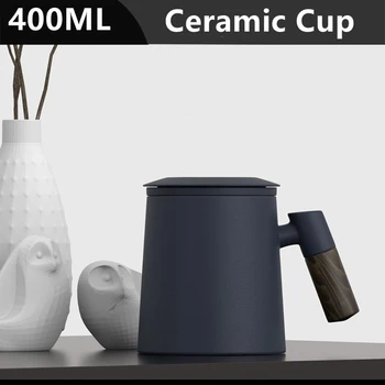 400 ML Keramikas Krūze Ar Rokturi Filtra Vāku Kafijas Tasi Mājas Porcelāna Tasi Biroja Tējas Krūze Premium Dāvanu Akrobāts Kafejnīca Krūze Biznesa