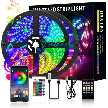 5V LED gaismas ar uzvalku 5050RGB ūdensizturīgs krāsains USB24 taustiņš mūzikas Bluetooth TV fona atmosfēru gaismas