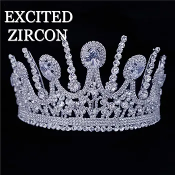 Modes Mirdzošas Kristāla Luksusa Zircon Noble Princess Crown Šarmu Līgavas Kāzu Kronis Galvassegu Dāvanu Vairumtirdzniecības Un Mazumtirdzniecības