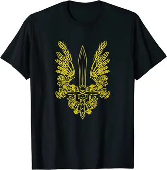 Ukrainas Stilizēts Dzeltenais ģerbonis - ukrainas Lepnums Vīriešu T-Krekls ar Īsām Piedurknēm Gadījuma Kokvilnas O-veida Kakla Vasaras Krekli