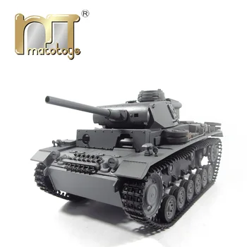 MATO 1:16 Pabeigt visas Metāla Tvertnes vācu Panzer III 2.4 G RC Tvertnes modelis Centrālās Atsitiena Stobru vācu Pelēks RTR Versiju