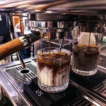 Ins Vējš Stikla Kafijas Tasi Espresso Cup Ledus Latte Tasi Retro Vertikālā Vertikālā Viskijs Stikla Shot Brilles Komplekts Kafijas Krūze