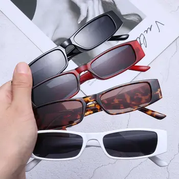 1PC Modes Retro Mazs Rāmis, Saules Brilles Mazs Taisnstūris Saulesbrilles Vintage Laukumā Šauras Saulesbrilles Trending Brilles UV400