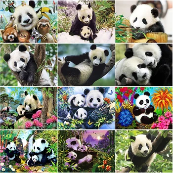 Jauns 5D DIY Dimanta Ziedu Glezniecības Cross Stitch Panda Dimanta Izšuvumi Pilnu Kvadrātveida Kārtas Urbt Amatu Mājas Dekoru Rokasgrāmata Dāvanu