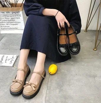 gudrs bowknot sprādzes sieviešu kurpes vintage apaļa galva kawaii kurpes loli cosplay Japāņu sweet lolita kurpes kawaii meitene