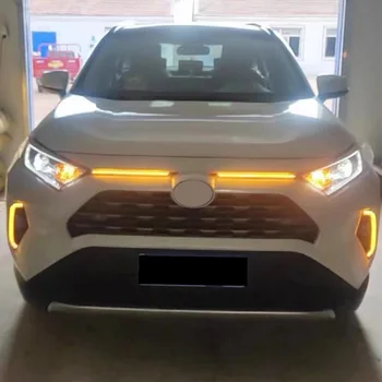 LED Dienas Gaitas Lukturi Toyota RAV4 Automašīnu Motora Pārsega Ventilācijas Vāciņa Apdare DRL 2019 2020 2021 Pagrieziena Signāla Lampa