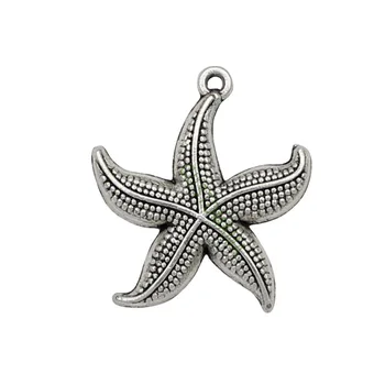 50gab-Antique Tibetas Sudraba Starfish Piekariņi, Kulons,DIY, Lai Aproce, Kaklarota, 26x23mm