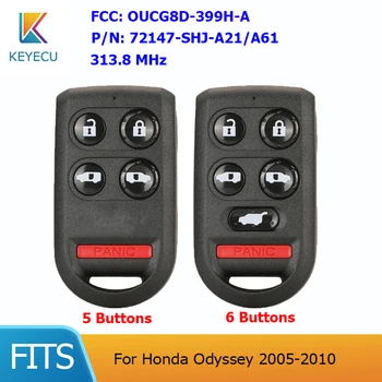KEYECU Honda Odyssey 2005 2006 2007 2008 2009 2010 FCC:OUCG8D-399H-A 5/6 Pogu 313.8 Mhz Keyless Tālvadības Atslēgu Fob Raidītājs