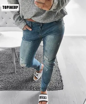 Vintage Dāmas Luksusa Pilnā Peals Fāzēm Boyfriend Jeans Gadījuma Streetwear Džinsa Bikses Skinny Zīmuli Bikses