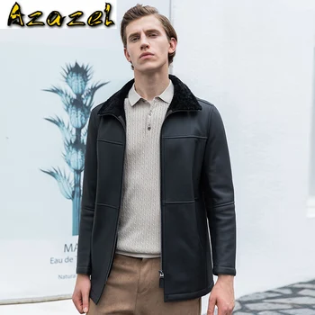 Azazel 2020. gadam Vīriešiem, ir Īstas Aitādas Ādas Jaka Vīriešu Apģērbu Nekustamā Aitu Shearling Žaketes, vējjakas, Ziemas Mētelis Hommes Veste LXR1033