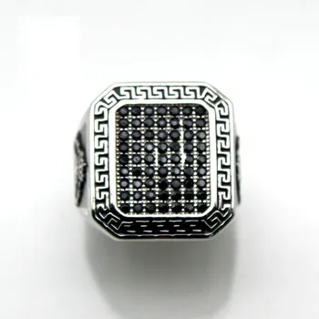 BOCAI Nekustamā 100% New S925 Tīra sudraba rotaslietas augstas kvalitātes luksusa spilgti melnā un baltā dimantu stilīgs valdonīgs Cilvēks gredzens