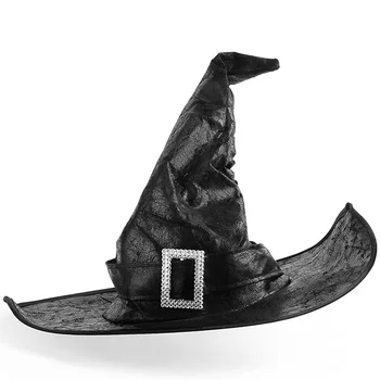 Halloween Unisex Raganas Cepure, Melna Problemātisko PU Wizard Hat Vīrieši Sievietes Cosplay Kostīmu Vednis Klp Puse Prop Piederumi