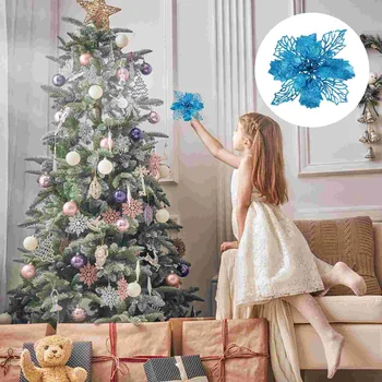 Ziemassvētku Poinsettia Ziedi, Mākslīgo Koku Ziedu Atspulgus Viltus Decorationsdecorationornament Dekoru Imitācijas Rotas