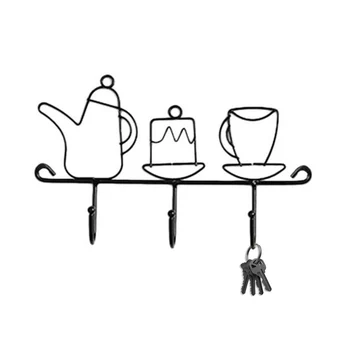 Retro Sienas piestiprināms Keychain Sienas Tējas set Taustiņu, Āķis Modes Izturīgs Metāla Drēbju Pakaramais Āķis Karājas Drēbes Keychains