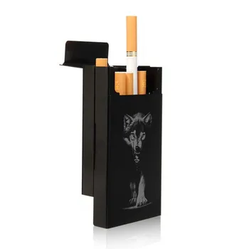 Personalizētu Ultra Thin Black Wolf Metāla Cigarešu etvija Kastes Automātiskā Cigarešu Tabaka Turētāju Uzglabāšanas Gadījumu Kabatas gadījumā Dāvanas