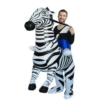 Zebra Piepūšamās Kostīms Pieaugušajiem Halloween Cosplay Ziemassvētku Karnevāls Puse Kleita Dzīvnieku Uzspridzināt Drēbes Posmā Smieklīgi Uzvalks