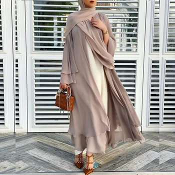 Šifona Atvērt Abaya Kimono, Dubaija Turcija Kaftan Musulmaņu Jaciņa Abayas Kleitas Sievietēm Ikdienas Drēbes Femme Caftan Islāmu Apģērbi