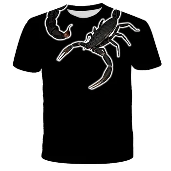 2022 Bērnu Jaunas Īsām Piedurknēm Scorpion 3D Iespiests T-Krekls Modes Personību, kas ir Gaļēdāji (Unisex) Ikdienas Apaļu Kakla Džemperis