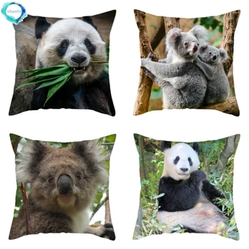 Koala Panda Dzīvnieku Iespiesti Poliestera Spilvena Segums Spilvena Vāka Dekoratīvā Spilvendrāna Mājas Dīvāna, Krēsla Auto Dekorēšana 45x45cm