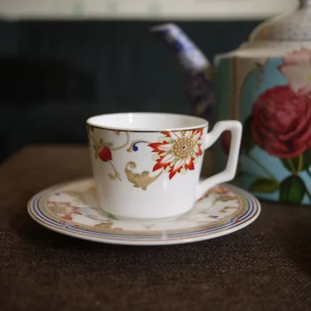 Francija Lauku stila Porcelāna Kafijas Tases Vintage Keramikas Krūzes Un Apakštasītes Uzstādīt Pēcpusdienas Tēja Puse Tējas Tase mājās Drinkware
