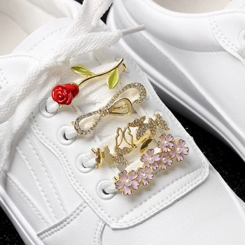 Luksusa Vintage Kurpes, Mežģīnes Piekariņi par Sneaker Spīdīgu Rhinestone Pērles Shoelace Sprādzes Apdare, Jauna Eleganta Sneaker Piederumi